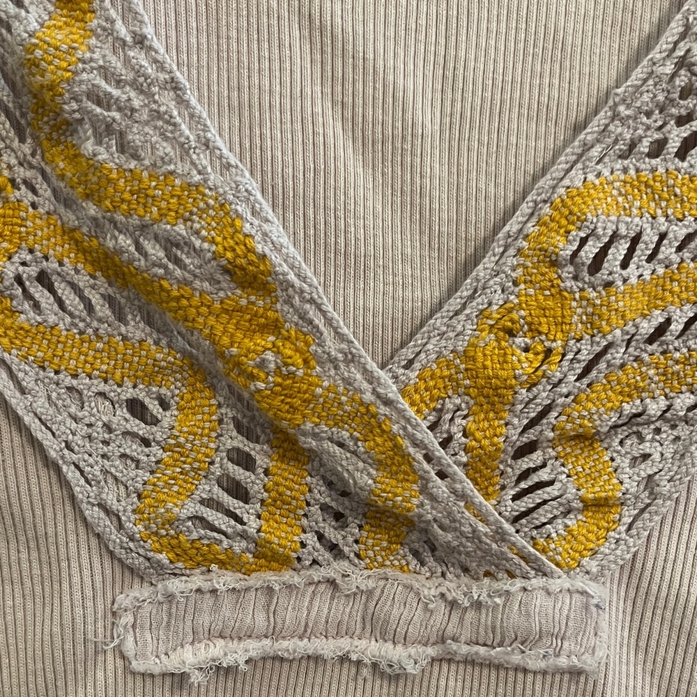 Free People Cross Country Top in Sand Size Medium Boho Cropped Long Sleeve - Picture 8 of 14